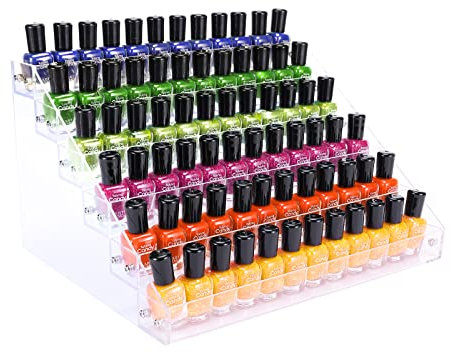 FFowcye Acryl-Nagellack-Organizer, transparentes 6 Schichten Nagellack-Aufbewahrungsständer, Nagellackhalter für ätherische Öle von Parfüm, Hautpflege-Organizer Hält bis zu 96 Flaschen.