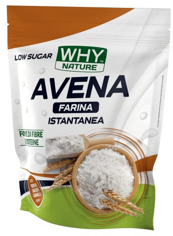 WHY NATURE AVENA FARINA ISTANTANEA - Farina Di Avena Istantanea Aromatizzata - Farina d'Avena Proteica - Gusto Caramello e Burro d'Arachidi - 1 Kg