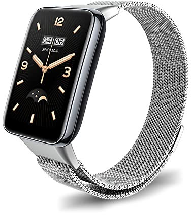 Niboow Armband für Xiaomi Smart Band 7 Pro (Mi Band 7 Pro), Edelstahl Einstellbar Ersatzband, Magnetversch Mesh Metall Uhrenarmband Armbänder für Xiaomi Smart Band 7 Pro (Mi Band 7 Pro) - Silber
