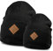 Soulbuddy Beanie - 2er Set Schwarz | Partnerlook-Set | 1 Herren oder Damen Wintermütze (One Size - 54-62 cm) und 1 Kinder Strickmütze (Größe M - 45-49 cm)