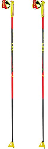 LEKI Kinder HRC Langlaufstöcke, Bright red-Black-Neonyellow, 135cm