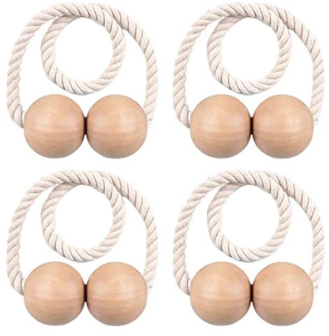 Keleily Magnetische Vorhang Raffhalter 4 Stück Vorhang Raffhalter Kinderzimmer Holz Fenster Drapieren Holdbacks Vorhang Clips für zu Hause, Wohnheim, Büro, Hotel Fenster Dekorative,Original Holzfarbe