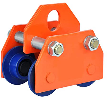 XWZ Heavy Duty Manual Manual Trolley 4409 Lbs Capacity, 3.7~4.9in Adjustable Width Steel Beam Trolley Crane Lift, Dual Wheels Track Roller Trolley For Straight Curved I Beam