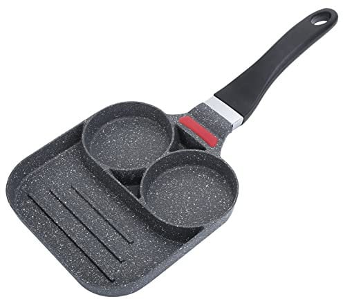 Buachois 3 in 1 Bratpfanne 18,7 cm Quadratisch Edelstahl Antihaftbeschichtung Pfannen Eier Sandwiches Crepes Omelette Bratpfanne Kochtopf für Gasherde