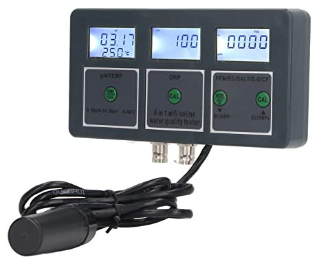 Testeur de Qualité de l'eau, 8 en 1 Testeur S.G Ph EC Salt Orp Tds CF Temp, Portable Kit d'analyse de l'eau pour l'eau Potable, Les piscines, Aquariums, Détecteur Hydroponique