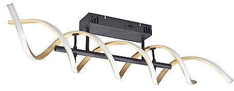 Trio Leuchten LED Deckenleuchte Sequence 641810208, Aluminium Messing/Schwarz matt, inkl. 41 Watt LED, Switch Dimmer, Farbwechsel