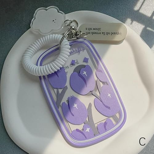 ikappy Mignon dessin animé Kpop porte-cartes Photo idole étui de protection Photo porte-cartes Photo étui de carte de crédit Kawaii papeterie en silicone caoutchouc violet 7*11cm