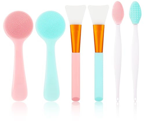 6 Stück Silikon Gesichtsreiniger, Silikonwäscher-Gesichtsreinigungsbürste Mitesser-Peeling-Bürste Silikon-Gesichtsmaskenbürste Gesichtspeeling-Bürste für alle Hauttypen