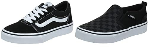 Vans Mixte Enfant Ward Suede/Canvas Basket, Suede Canvas Asher Checker