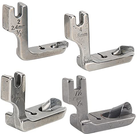Lot de 4 Pieds-de-biche à Ourlet Roulé en Acier Inoxydable, Accessoires pour Machine à Coudre Industrielle