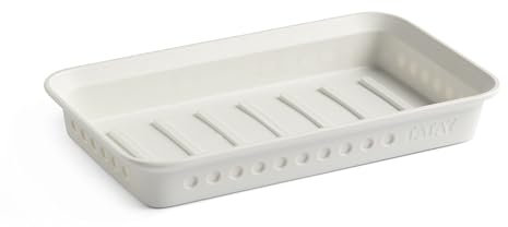TATAY Jabonera para el baño Bohol, de Polipropileno, Libre de BPA, Plástico 100% Reciclado, Blanco. Medidas: 14 x 8,5 x 2 cm