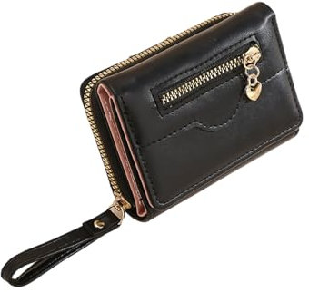 Ronoza Damen Geldbörse,Portmonee Damen Klein Kompakt Damen Portemonnaie Weichem Pu Leder Portemonnaie Kleine Brieftasche Geldtasche Klein Damen Mit Große Kapazität Schwarz