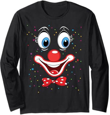 Karnevalskostüm Fasching Kostüm Lustige Clown Konfetti Langarmshirt