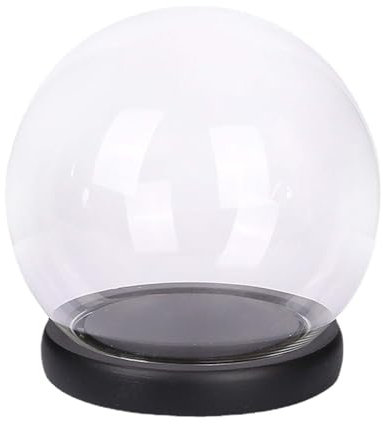 Baoblaze Cloche Dôme en Verre, Cloche Dôme en Verre avec Socle Noir en Bois, Cadeaux De Saint-Valentin, Cloche en Verre Décorative Transparente, pour Lumières, Décorations de Table, 10 cm