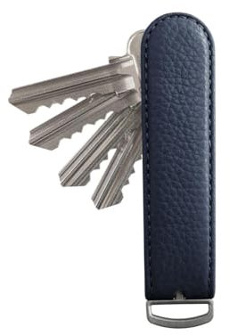 Jibbon Organiseur de clés en cuir italien | Porte-clés en cuir et acier inoxydable 316 de qualité marine – Peut contenir jusqu'à 9 clés standard (bleu marine)