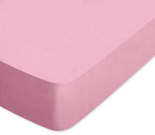 Drap Housse 140 x 190 Bonnet 30 cm qualité Percale 80 Fils (Rose)