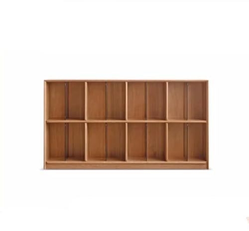 LUNIZ Librerie Libreria in legno massello Armadietto portaoggetti Vetrina integrata Armadietto reticolare in legno di ciliegio Scaffale basso Mobili per la Decorazione della Casa