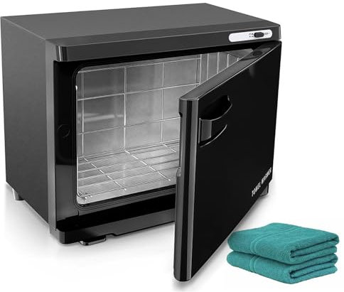 PLABNK 8L Hot Towel Warmer Machine, Stainless Steel Shelf Desktop Towel Disinfection Cabinet, Automatic Thermo-control System for Facials, Barber, Salon, Esthetician,Black