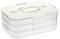 BSTKEY Plastic Cookie Storage Container Snack Storage Box, 3-layer Reusable Portable Baked Biscuit Storage Organizer Food Container Cookie Carrier with White Lid for Storage & Transportation