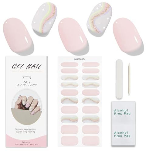 JMEOWIO Nagelfolie Rosa French Tip Gel Nagelfolien Selbstklebend Nail Sticker Uv Härtend Dekoration Nageldesign Zubehör