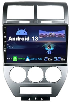 SXAUTO Android 13 IPS Autoradio für Jeep Compass 1 MK (2006-2010) - Eingebaut CarPlay/Android Auto - Rückfahrkamera - 2G+32G - Lenkradsteuerung DAB Fast-Boot WiFi DSP Bluetooth5.0-2 Din 10.1 Zoll