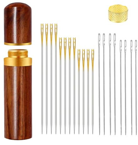 Holzflasche Spritzen-Organisator Holzetui für Nadeln Fingerhut-Ringe Handnähnadeln für den Hausgebrauch Sticknadel selbsteinfädelnde Nadel Nähnadeln Zubehör Handgefertigte Accessoires (1)