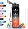 Botella Agua 1 Litro, Botella Agua con Pajita, Botella Agua Gimnasio, Botella Reutilizable a Prueba de Fugas, Botella de Agua con Eslogan Motivacional, Cantimplora para Deporte, Acampar, Ciclismo