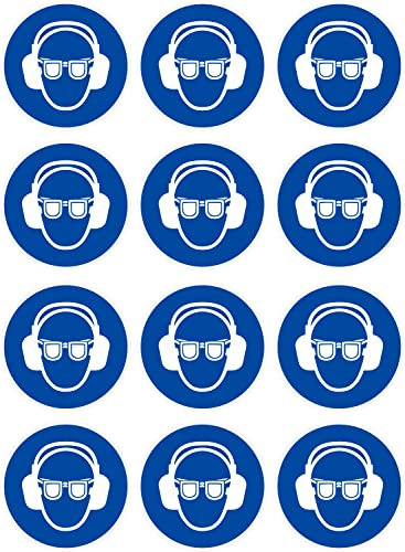 Protección auditiva y protección ocular pegatinas de uso 12 piezas vinilo pegatinas de seguridad gafas autoadhesivas tarjeta pegatinas TK-060