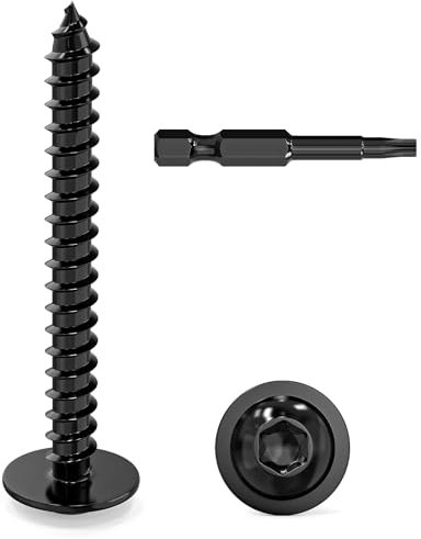 Dayalo 50 Stück Blechschrauben 4,2 x 38 mm Schwarz, Edelstahl Flachkopf mit Scheibe Torx Schrauben, Selbstschneidende Schrauben, Bohrschrauben, Holzschrauben Linsenkopf, Vollgewinde, mit Bohrer