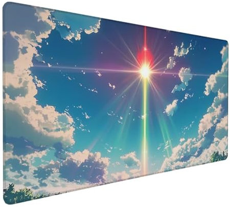 Gaming Tapis de Souris XXL 800 x 400 x 3 mm Grand Tapis de Souris Bleu Mouse Pad Paysage Tapis Souris Surface Lisse et Base en Caoutchouc Anti-dérapant, Decoration Chambre, Cadeau Homme Z-186