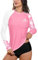 BesserBay Damen Druck Bequem UV Shirt Rosa Langarm UPF 50+ Sonnenschutz Rundhals Rash Guard L