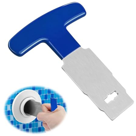 Kaezuy Werkzeuge zum Entfernen von Poolstopfen, Augapfelsitz Entfernungswerkzeug, Metall Poolstopfen Entferner Werkzeug, Tragbares Pool Rücklaufdüsen Festziehen Montagewer (Blau)