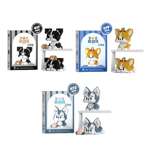 JVAVNE Ideas Hunde Bausteine Set, 1269 Teile Creator 2 In 1 Entzückender Welpe für Tier Hundeliebhaber, Sammlerstück Border Collie Husky Corgi, Heimdeko Bausatz Spielzeug für Kinder Erwachsene
