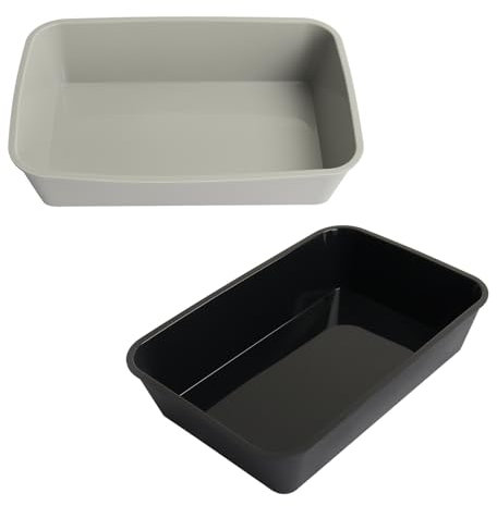 BBQ-PLUS Drip Pan Liners for Weber Genesis Spirit Q Series Accessories Reusable Silicone Grease Trays for Ninja Woodfire OG700 OG751 Outdoor Grill Replacements for Weber 6415 (Black & Grey)