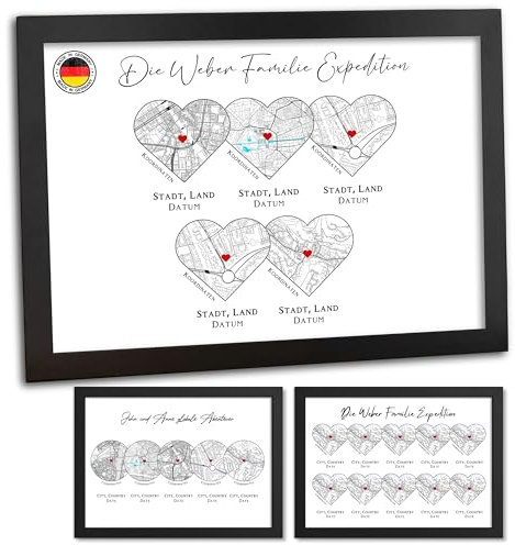 Urhome Personalisiertes Kunstdruck Poster mit 2-10 Reiseorten – mit Wunschorten oder Koordinaten | Weltkarte für Reisende, Urlaubserinnerungen | Hochwertiger Druck auf Baumwollpapier