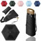 Paraguas Plegable de Bolsillo para Viaje, Sombrilla Mano 6 Varillas, Paraguas Protección Solar UV, Parasol Impermeable, Compacto y Elegante con Funda, Ideal para Viajar y Bolsos Pequeños (Negro)