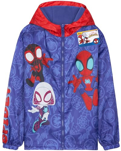 Get Trend Marvel Spiderman Rain Coat Boys, Fleece Lined Water Resistant Jacket, Lightweight Outerwear, Gifts for Boys