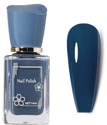 Dark Blue Nail Polish - Deep Ocean Navy Blue Nail Varnish - 14ML Long Lasting Air Dry Nail Polish Nails Art DIY Manicure & Nail Art Starter at Home for Women Girls