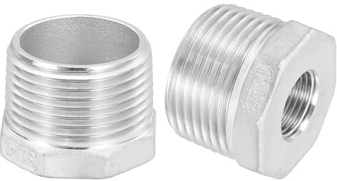 QUARKZMAN 3Pcs 1 Mâle à 3/8 Femelle NPT 304 Acier Inoxydable Réducteur Douille Hexagonale, Raccord de Tuyau Réducteur en Fonte pour systèmes industriels, pétrole/gaz, eau, CVC et plomberie