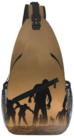 WSHFFILO Viele Zombie-bedruckte Kreuz-Brusttasche, diagonal, Crossbody-Brusttasche, Sling-Rucksack, Schwarz , One size