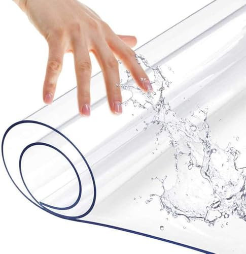 Sous-main de table en TPU transparent - Imperméable, résistant à l'huile et à la chaleur - Pour table à manger/bureau - Protection en verre souple de qualité supérieure (1,5 mm, 80 x 120 cm)