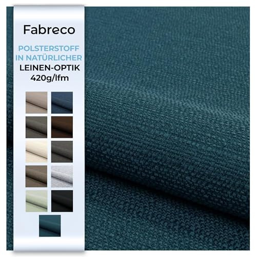 Fabreco POLTANO (300x140cm) Webstoff Strukturstoff Leinwandstoff - Möbelstoff, Polsterstoff, Dekostoff, pflegeleicht, Meterware 140cm breit, Gewicht 420 g/lfm - Türkis
