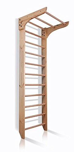 Sportgerät Kletterwand Klettergerüst Fitness ˝Kinder-1-220-S˝ Holz Sprossenwand mit Stange Turnwand Kinder Gym, EU-Warenlager, Zertifikat!