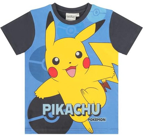 Pokémon, Pokemon T-Shirts, Tshirt Kinder Pikachu, Pokemon Geschenk | basic, blaues Shirt mit Pokemon Figur Pikachu, Jungen Tshirt, T-Shirt Mädchen, Pokemon Geschenke für Jungs, tshirt jungs