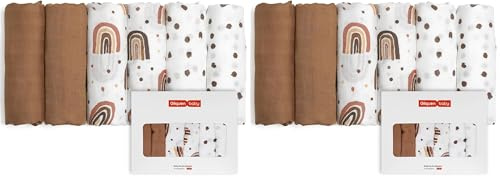 GLLQUEN BABY Musselintücher für Babys, 6 Stück Spucktücher aus Baumwolle 70 cm x 70 cm, saugfähig und atmungsaktiv und ideal zum Reinigen, Abwischen und Abdecken von Neugeborenen (Packung mit 2)