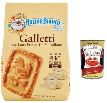 Italian Gourmet Galletti biscotti Frühstückskekse Milch 12 x 350g Pack | Dolci e friabili da inzuppo, knusprig zu Kaffee, Tee oder Kakao, Gesamtnettogewicht 4,2 kg + Kostenlos Polpa 400g