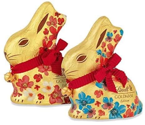 Lindt Schokolade GOLDHASE Blumen Edition | 8 x 100 g GOLDHASE | Premium Vollmilch-Schokolade in Hasenform zu Ostern | Osterschokolade | Schokoladengeschenk | Schokoladenhase | Osterhase