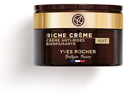 Yves Rocher RICHE CRÈME Antifalten Verwöhn-Nachtpflege | Regenerierende Anti Aging Gesichtspflege Nacht | Nachtcreme Damen | Pflege für glatte und geschmeidige Haut