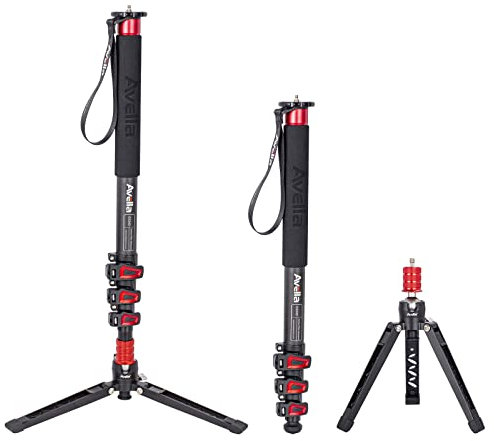 Avella C324D Einbeinstativ aus Kohlefaser, 67 Zoll (67 Zoll), professionelles Teleskop-Video-Einbeinstativ, kompatibel mit DSLR-Kameras und Camcordern