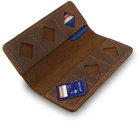 MegaGear MG1711 Leather SD Card Holder - Brown, 10.0 cm*4.5 cm*2.0 cm